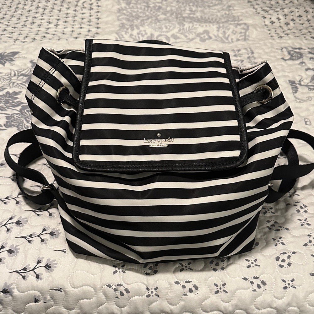 Kate Spade Striped Black and White Backpack Nylon